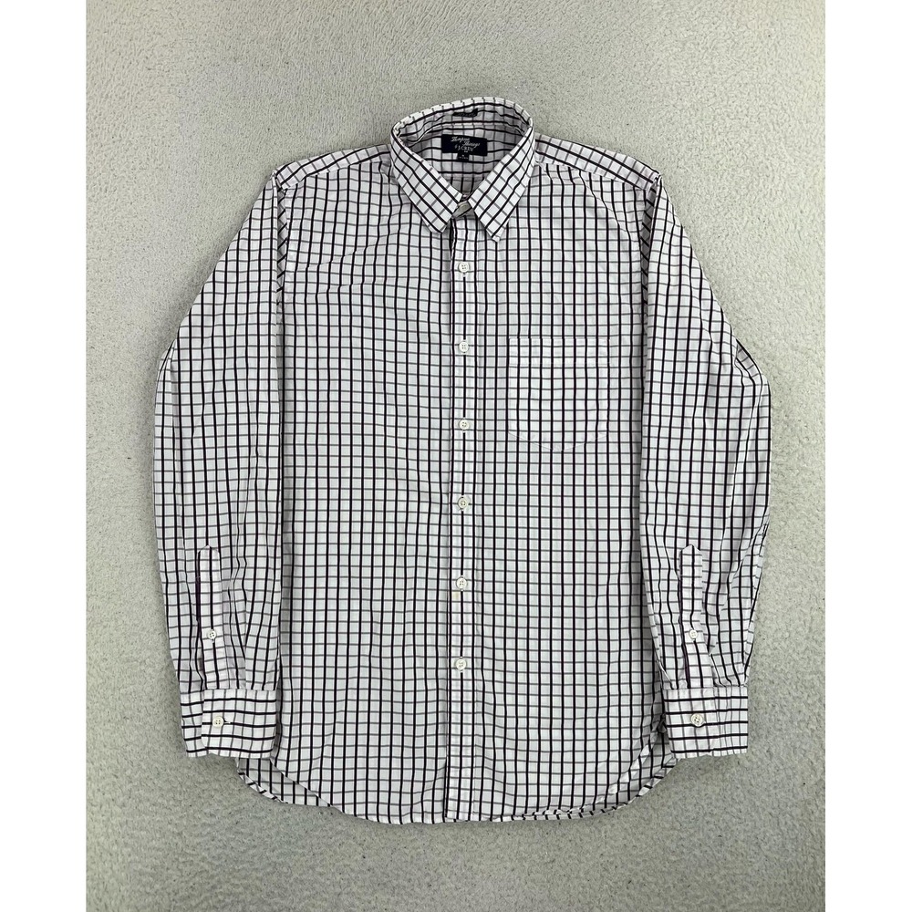 J.Crew Thompson Shirtings Dress Shirt Mens Medium Purple Check Classic Fit LS